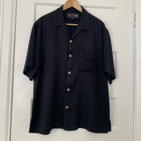 Men’s 100% silk button down short sleeve shirt - Picture 2 of 7